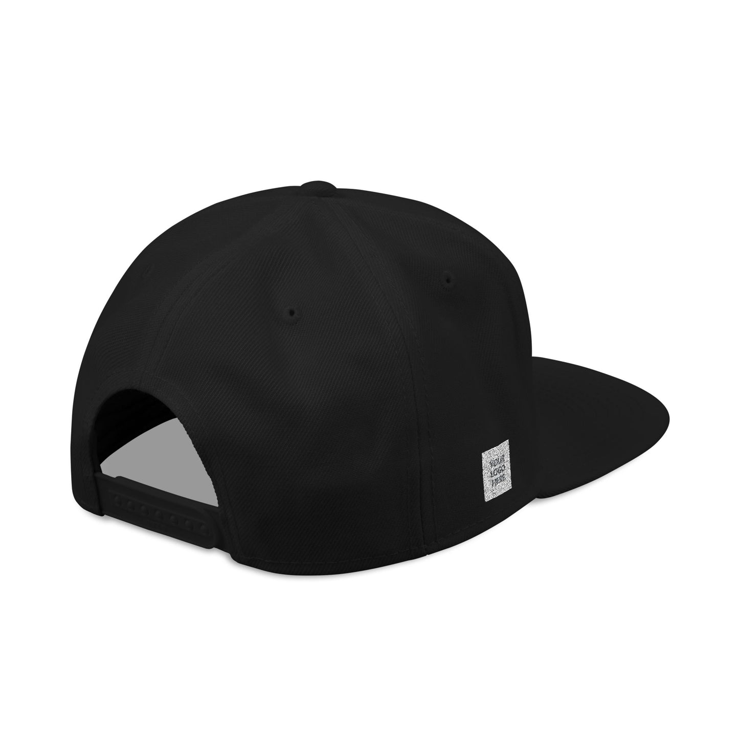 Embroidered Snapback Hat — Distressed Block Patch Design