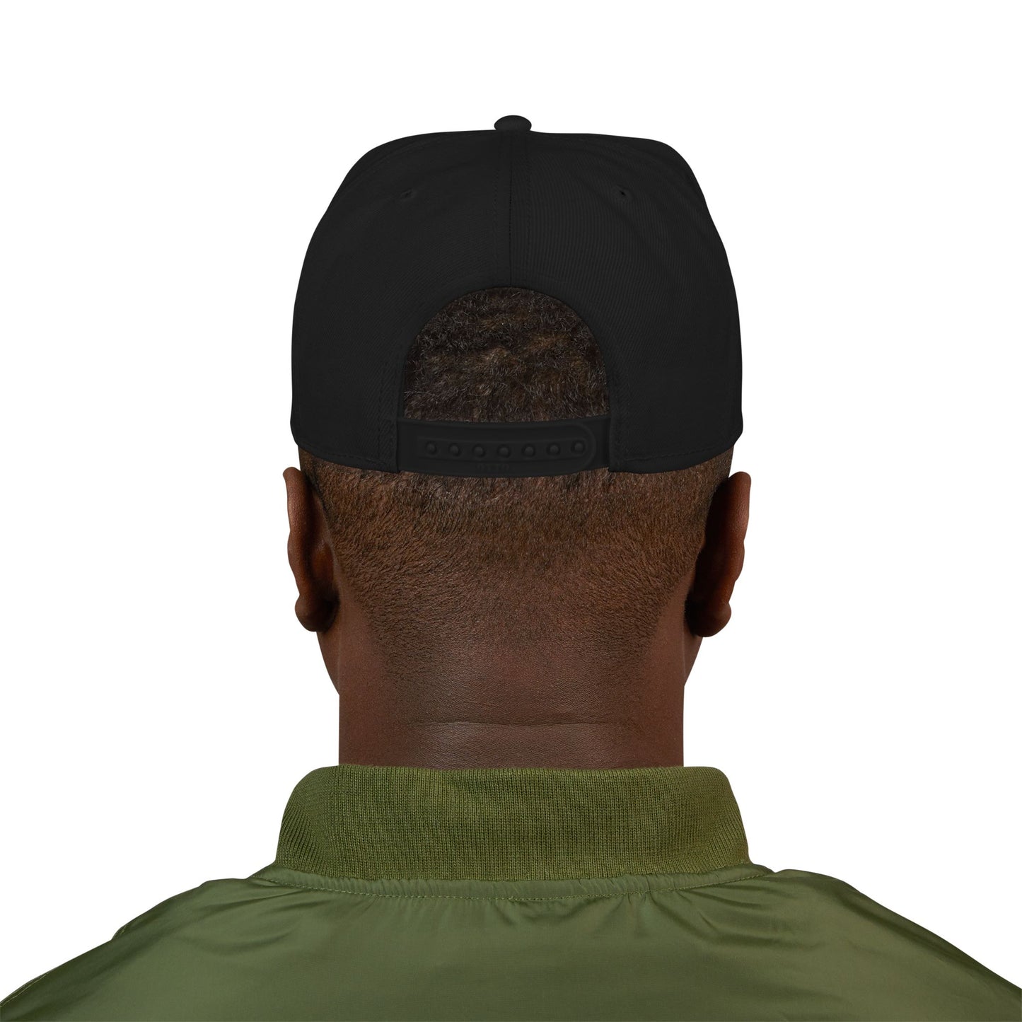 Embroidered Snapback Hat — Distressed Block Patch Design